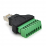 Клеммная колодка 8-разрядная + RJ45 8P8С папа, экранированная