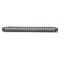 Патч-панель PiPo PP247191UFTP, 24 порти RJ45, екранована FTP, кат. 7E, 19″ 1U, чорна