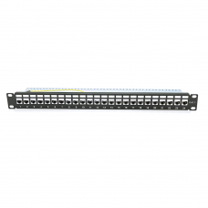 Патч-панель PiPo PP247191UFTP, 24 порта RJ45, экранированная FTP, кат. 7E, 19″ 1U, черная