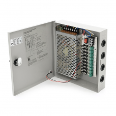 Блок питания 12V-15A / 9CH в боксе с замком, 12 В 15 А, 180 Вт, 9 каналов, без вентилятора