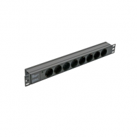 Блок розеток Kingda 19″ 1U KD-GER(16)N1008WKPB19A-C1, 8 розеток Schuko, 10 А, индикатор, без шнура