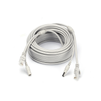 Комбинированный патч-корд RJ-45+DC 20m, витая пара с линией питания камеры, 20 м, серый