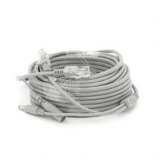 Комбинированный патч-корд RJ-45+DC 10m для IP-камер, витая пара + питание, 10 м, серый