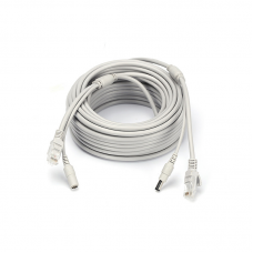Комбинированный патч-корд RJ-45+DC 40m для удаленных IP-камер, сеть + питание, 40 м, серый