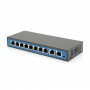 PoE-комутатор JY-8+2BZDW, 8 портів PoE 100 Мбіт/с + 2 uplink, до 15,4 Вт на порт, металевий корпус