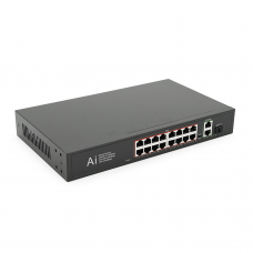 PoE-коммутатор Merlion BT-D6018FE, 16 портов PoE, 2 uplink RJ45 и оптический порт на 20 км, в стойку