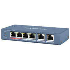 Неуправляемый PoE-коммутатор Hikvision DS-3E0106HP-E, 4 порта PoE (1 Hi-PoE до 60 Вт) + 2 uplink 100 Мбит/с