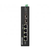 Гігабітний PoE-комутатор Hikvision DS-3T0506HP-E / HS, 4 порти PoE (1 Hi-PoE) + 2×SFP, −30…+65 °C