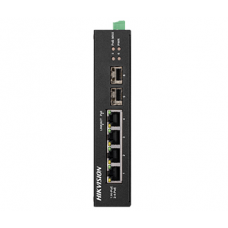 Гігабітний PoE-комутатор Hikvision DS-3T0506HP-E / HS, 4 порти PoE (1 Hi-PoE) + 2×SFP, −30…+65 °C