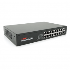 PoE-коммутатор ONV-H1016PLS, 16 портов PoE 100 Мбит/с + 2 гигабитных uplink, бюджет 160 Вт, до 250 м PoE-коммутатор ONV-H1016PLS, 16 портов PoE 100 Мбит/с + 2 гигабитных uplink, бюджет 160 Вт, до 250 м