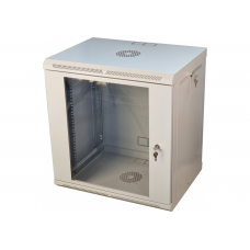 Настінна телекомунікаційна шафа 19″ 12U Vago, 640×600×600 мм, акрилові двері, сіра (021491)