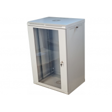 Настінна телекомунікаційна шафа 19″ 18U Vago, 910×600×450 мм, акрилові двері, сіра (022291)