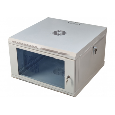 Настінна телекомунікаційна шафа 19″ 6U Vago, 370×600×600 мм, акрилові двері, сіра (021485)