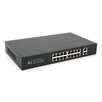 PoE-комутатор Merlion YT32832, 16 портів PoE 10/100 Мбіт/с + 2 гігабітні uplink, блок живлення 52 В, у стійку