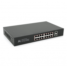 PoE-комутатор Merlion YT32832, 16 портів PoE 10/100 Мбіт/с + 2 гігабітні uplink, блок живлення 52 В, у стійку
