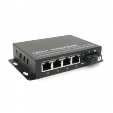 Медиаконвертер ONV-0110S-SCX-S4-A, 4×RJ45 100 Мбит/с + SC, одно волокно, 1310 нм, до 20 км