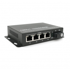 Медіаконвертер ONV-0110S-SCX-S4-B, 4×RJ45 100 Мбіт/с + SC, одне волокно, 1550 нм, до 20 км