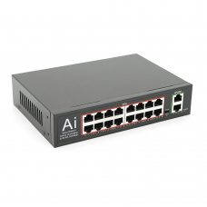 PoE-комутатор Merlion Mini YT41635, 16 портів PoE 100 Мбіт/с, 2 uplink 1000 Мбіт/с, вбудоване живлення 52 В