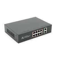 Гигабитный PoE-коммутатор Merlion YT41639, 8 портов PoE + 2 uplink RJ45, бюджет 120 Вт, питание 52 В