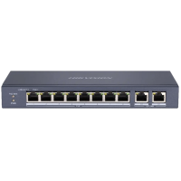 Неуправляемый PoE-коммутатор Hikvision DS-3E0310P-E / M(B), 8 портов PoE 100 Мбит/с + 2 гигабитных uplink, 80 Вт