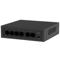 Некерований PoE-комутатор Imou SF106P, 4 порти PoE + 2 uplink 100 Мбіт/с, бюджет 45 Вт, до 250 м