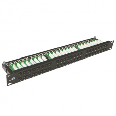 Патч-панель 19″ 1U Merlion ML-2264-CAT.5E, 48 портов RJ45, Cat.5e, UTP, черная