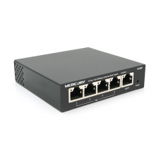 PoE-комутатор Mercury S105P, 4 порти PoE + 1 uplink 10/100 Мбіт/с, до 30 Вт на порт, БП у комплекті
